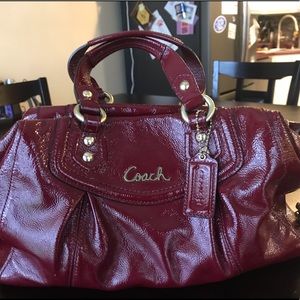 Dark Red Patent Leather Coach Purse